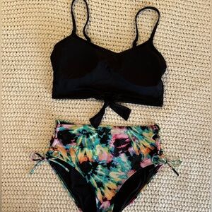 Black/tie dye swimsuit